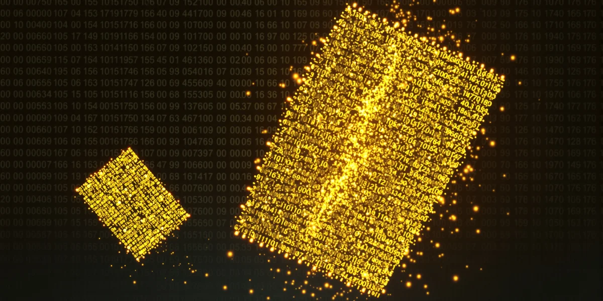 Hình ảnh một ma trận toán học lớn, phức tạp đang được tách thành hai ma trận nhỏ hơn, đơn giản hơn, minh họa cho kỹ thuật phân rã bậc thấp.