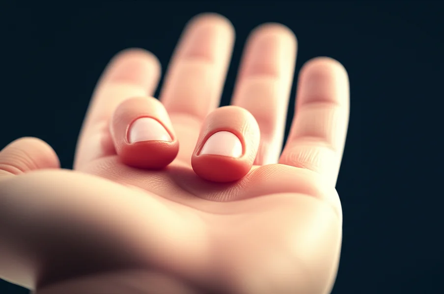 Ảnh cận cảnh, phóng to một chi tiết nhỏ bị lỗi trên một bức ảnh do AI tạo ra, ví dụ như một ngón tay thừa hoặc một chi tiết quần áo bị biến dạng nhẹ.