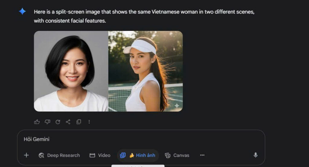 Giao diện sử dụng Nano Banana AI trên Google Gemini