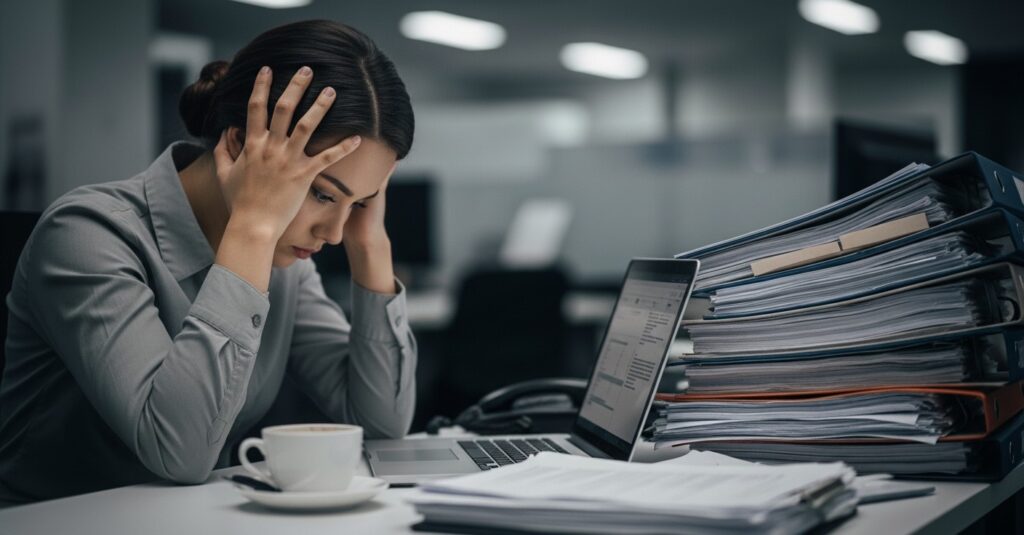 Nhân viên văn phòng căng thẳng khi phải ghi biên bản cuộc họp